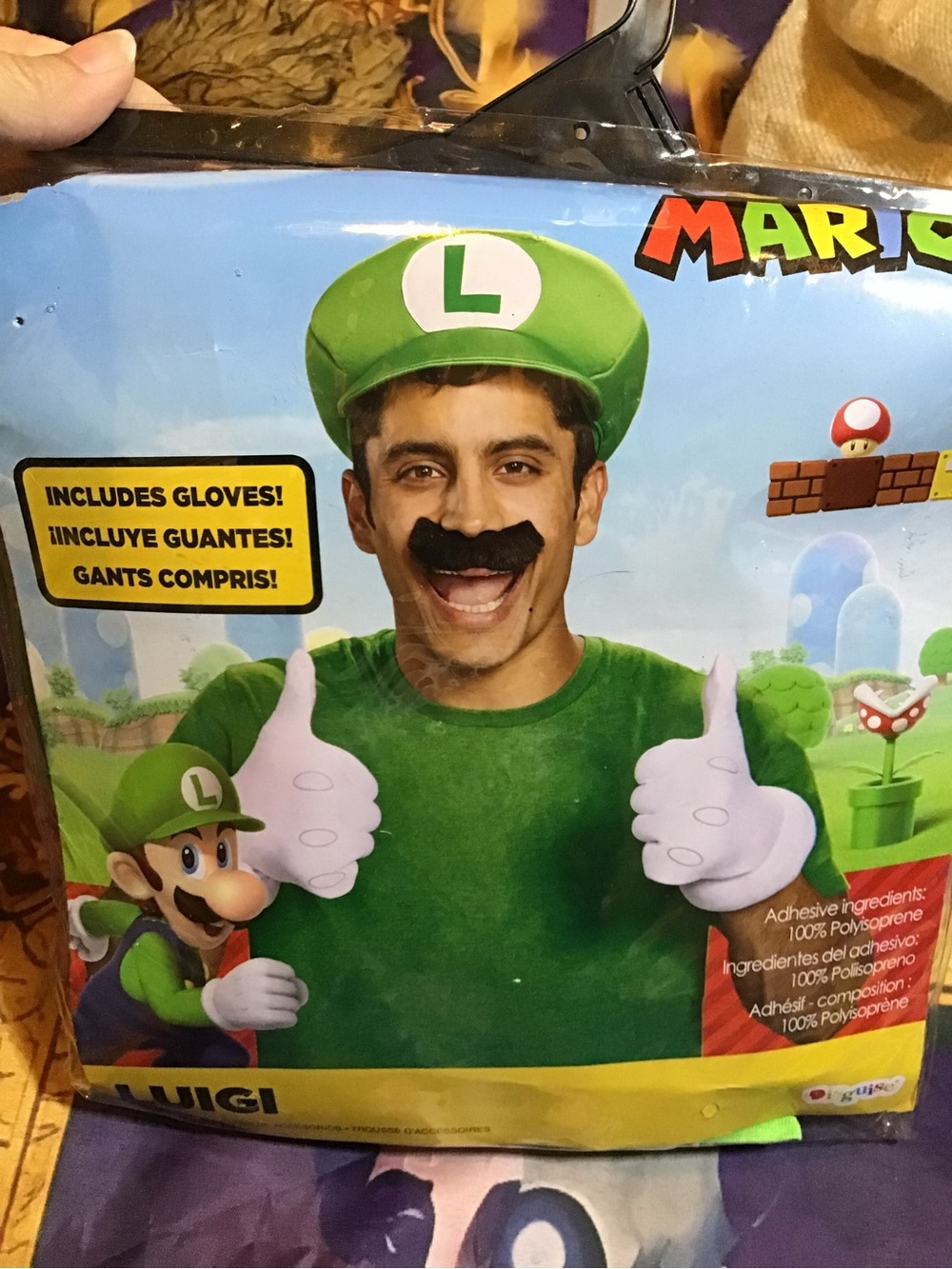 Super mario bros Luigi accessories shirt, gloves, mustache & hat